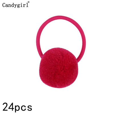 24 buc Minge de blană Elastic Girl Suporturi pentru coadă de cal pentru femeie Inel de păr cu minge de pluș Coarda de păr elastică Accesorii pentru cravată Bandă de păr din cauciuc