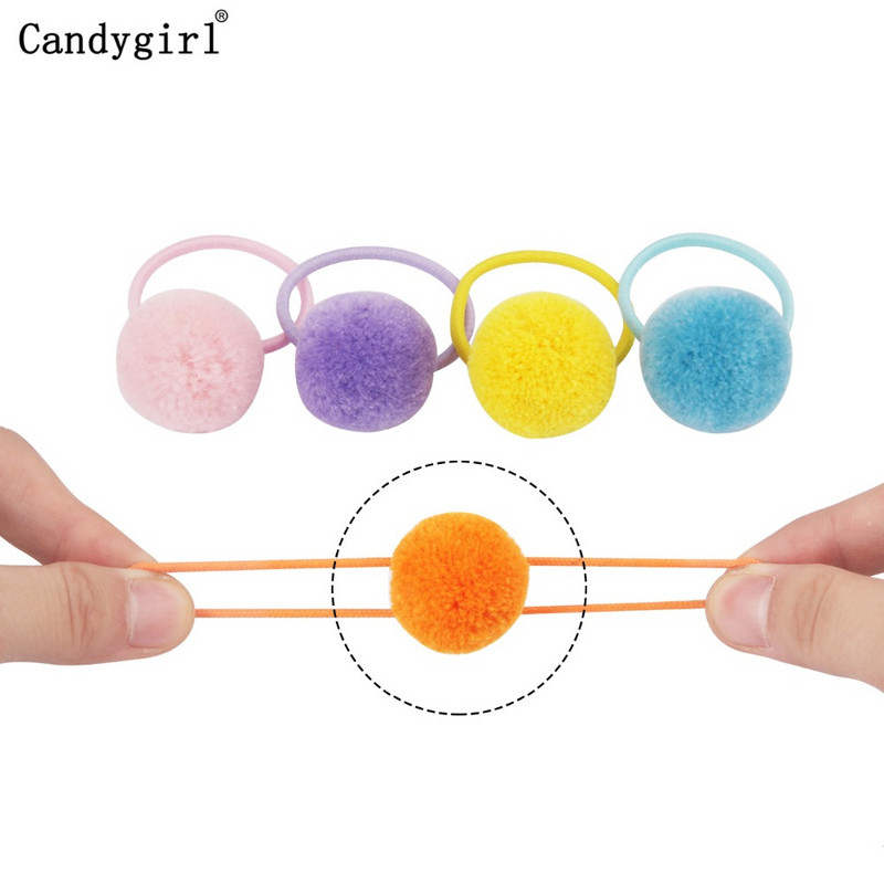24 buc Minge de blană Elastic Girl Suporturi pentru coadă de cal pentru femeie Inel de păr cu minge de pluș Coarda de păr elastică Accesorii pentru cravată Bandă de păr din cauciuc