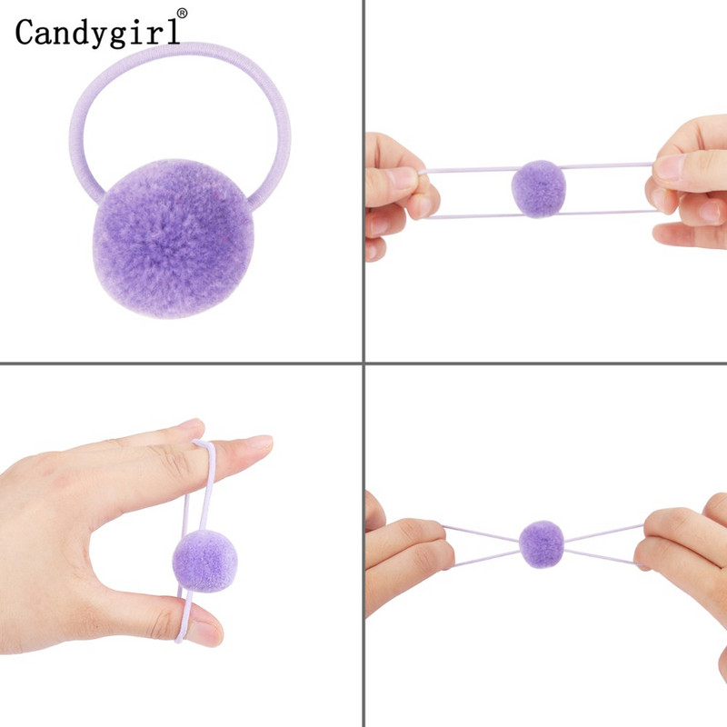 24 buc Minge de blană Elastic Girl Suporturi pentru coadă de cal pentru femeie Inel de păr cu minge de pluș Coarda de păr elastică Accesorii pentru cravată Bandă de păr din cauciuc
