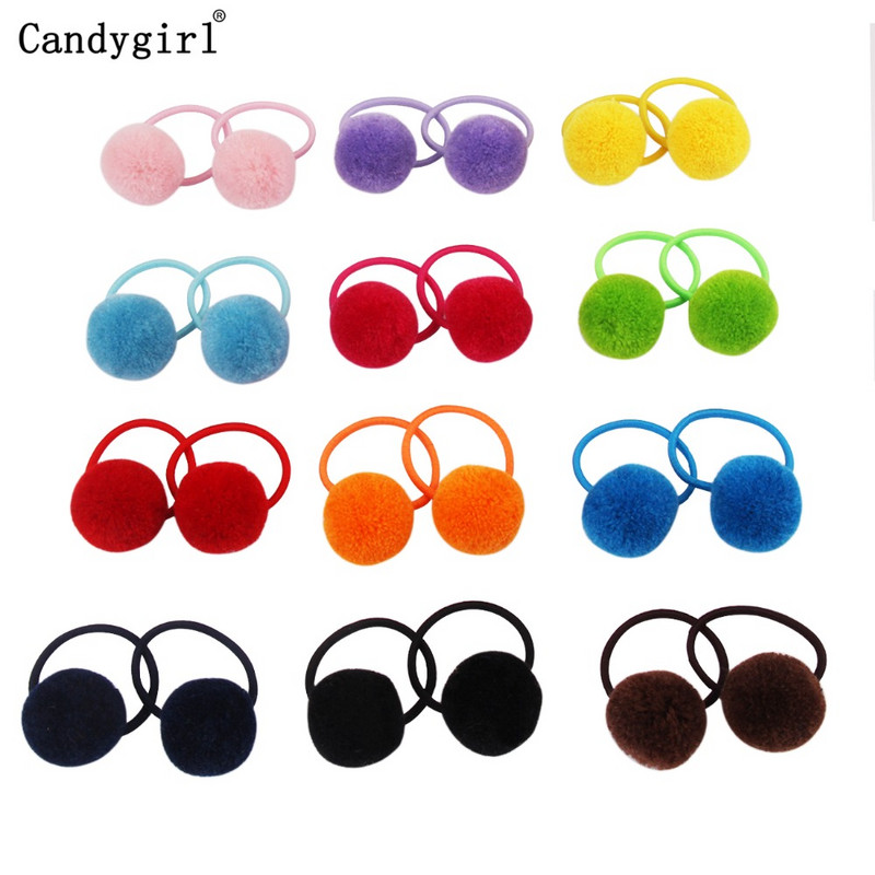24 buc Minge de blană Elastic Girl Suporturi pentru coadă de cal pentru femeie Inel de păr cu minge de pluș Coarda de păr elastică Accesorii pentru cravată Bandă de păr din cauciuc