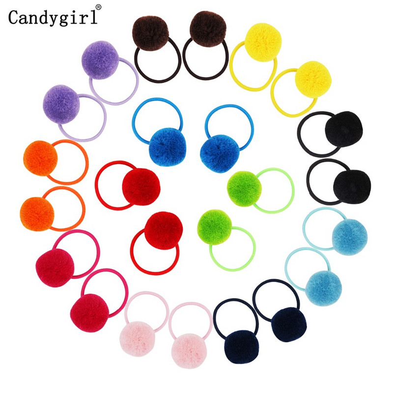 24 buc Minge de blană Elastic Girl Suporturi pentru coadă de cal pentru femeie Inel de păr cu minge de pluș Coarda de păr elastică Accesorii pentru cravată Bandă de păr din cauciuc