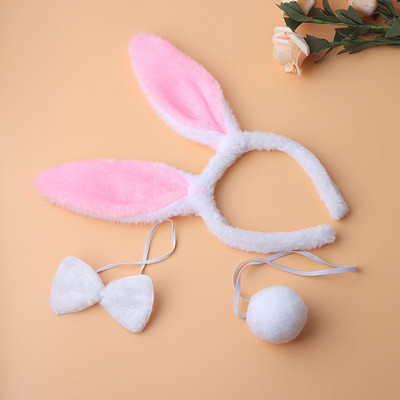 3Pcs Cute Easter Adult Plush Bunny Ears Hairband Sets Soft Rabbit Ears Headband Women Dress Costume Hair Hoops Hair Accessories