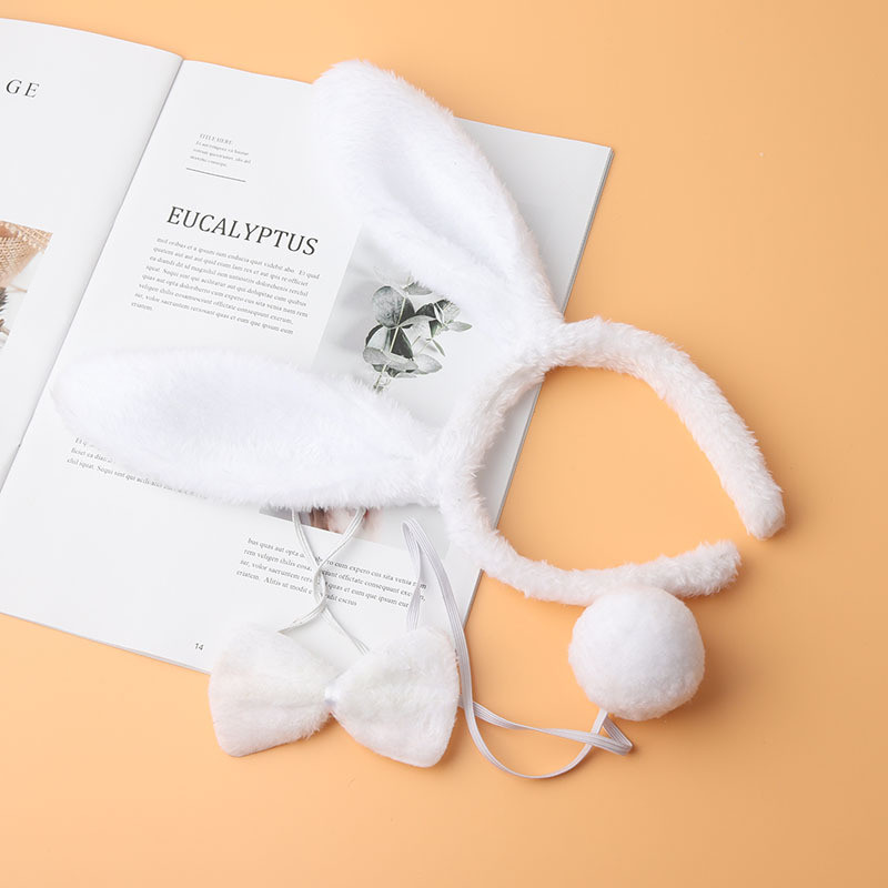 3 vnt. Mieli Velykiniai suaugusiųjų pliušiniai zuikio ausys plaukų juostelių rinkiniai Minkštos triušio ausų galvos juostos moteriškos suknelės, kostiumai, plaukų lankeliai, plaukų aksesuarai