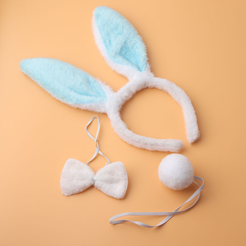 3 vnt. Mieli Velykiniai suaugusiųjų pliušiniai zuikio ausys plaukų juostelių rinkiniai Minkštos triušio ausų galvos juostos moteriškos suknelės, kostiumai, plaukų lankeliai, plaukų aksesuarai