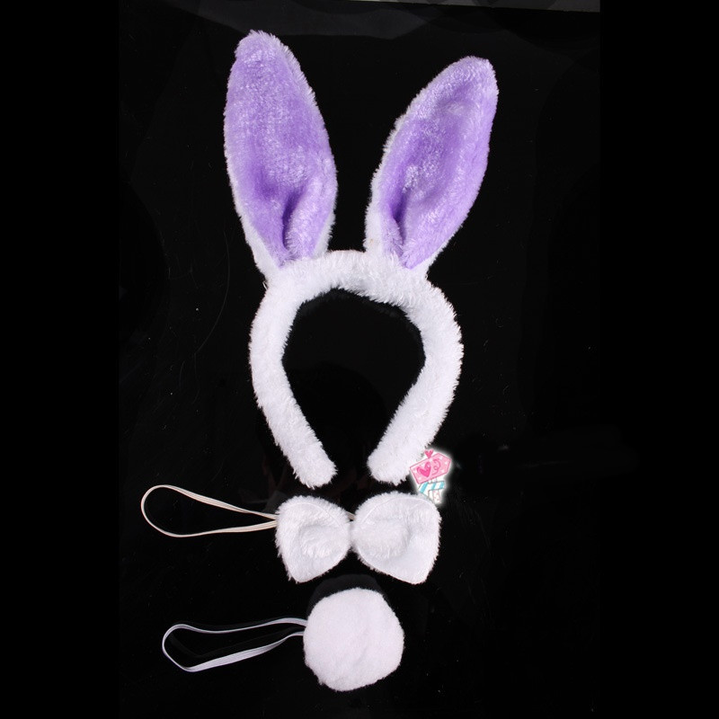 3 vnt. Mieli Velykiniai suaugusiųjų pliušiniai zuikio ausys plaukų juostelių rinkiniai Minkštos triušio ausų galvos juostos moteriškos suknelės, kostiumai, plaukų lankeliai, plaukų aksesuarai