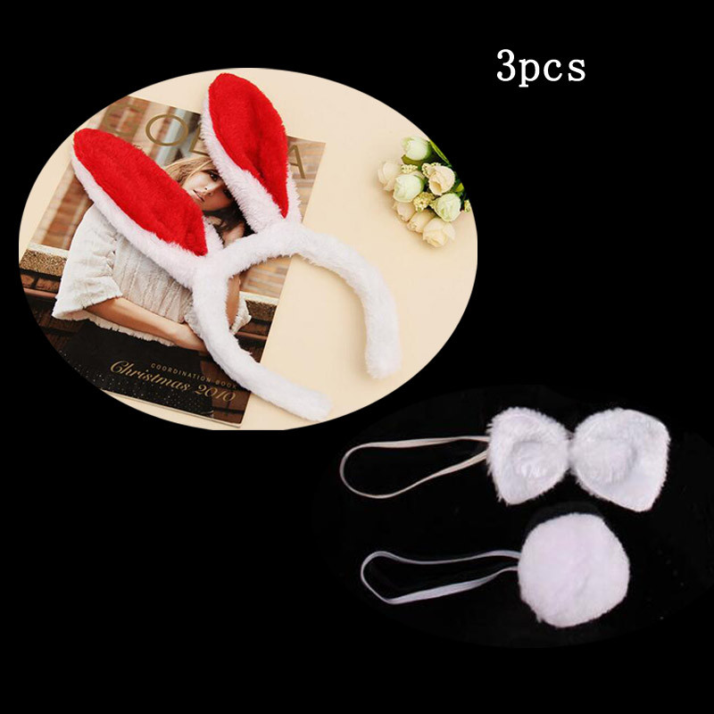 3 vnt. Mieli Velykiniai suaugusiųjų pliušiniai zuikio ausys plaukų juostelių rinkiniai Minkštos triušio ausų galvos juostos moteriškos suknelės, kostiumai, plaukų lankeliai, plaukų aksesuarai