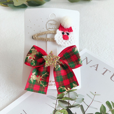 5vnt./rinkinys Animacinis kalėdinis plaukų segtukas vaikams Mielas pomponinis plaukų segtukas Kawaii Kalėdų eglutės lankelis plaukų rankenos Mergaičių plaukų aksesuarai