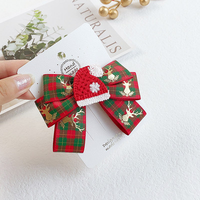 5vnt./rinkinys Animacinis kalėdinis plaukų segtukas vaikams Mielas pomponinis plaukų segtukas Kawaii Kalėdų eglutės lankelis plaukų rankenos Mergaičių plaukų aksesuarai
