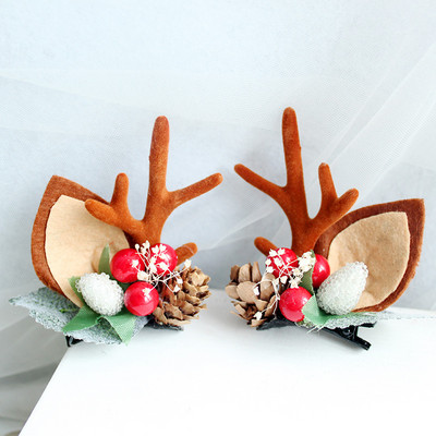 5vnt./rinkinys Animacinis kalėdinis plaukų segtukas vaikams Mielas pomponinis plaukų segtukas Kawaii Kalėdų eglutės lankelis plaukų rankenos Mergaičių plaukų aksesuarai