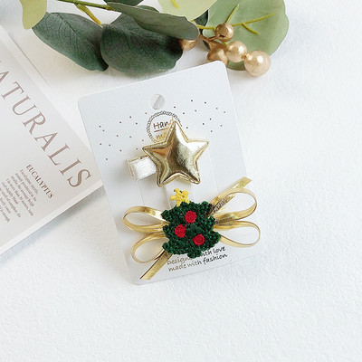 5vnt./rinkinys Animacinis kalėdinis plaukų segtukas vaikams Mielas pomponinis plaukų segtukas Kawaii Kalėdų eglutės lankelis plaukų rankenos Mergaičių plaukų aksesuarai