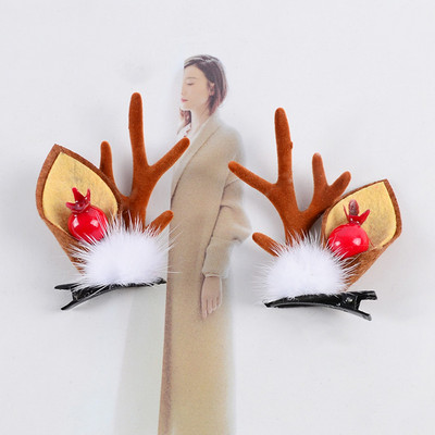 5vnt./rinkinys Animacinis kalėdinis plaukų segtukas vaikams Mielas pomponinis plaukų segtukas Kawaii Kalėdų eglutės lankelis plaukų rankenos Mergaičių plaukų aksesuarai