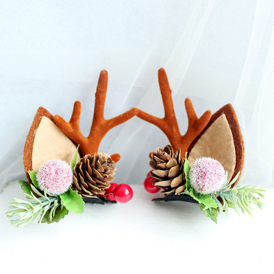 5vnt./rinkinys Animacinis kalėdinis plaukų segtukas vaikams Mielas pomponinis plaukų segtukas Kawaii Kalėdų eglutės lankelis plaukų rankenos Mergaičių plaukų aksesuarai