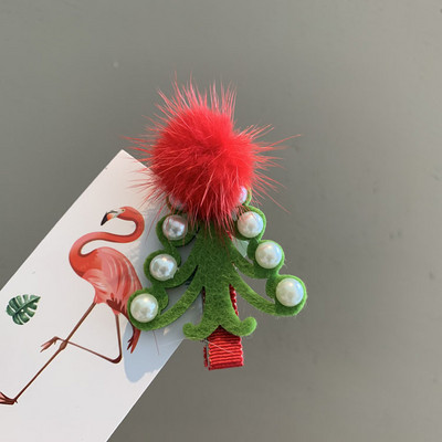 5vnt./rinkinys Animacinis kalėdinis plaukų segtukas vaikams Mielas pomponinis plaukų segtukas Kawaii Kalėdų eglutės lankelis plaukų rankenos Mergaičių plaukų aksesuarai