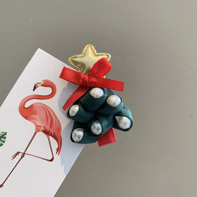 5vnt./rinkinys Animacinis kalėdinis plaukų segtukas vaikams Mielas pomponinis plaukų segtukas Kawaii Kalėdų eglutės lankelis plaukų rankenos Mergaičių plaukų aksesuarai