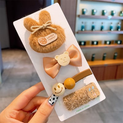 New Korea Coffee Cartoon Σετ φουρκέτες με φιόγκο Παιδικά κορίτσια Κλιπ μαλλιών Barrettes Αξεσουάρ Στολίδια για γυναίκες Κλιπ κεφαλής