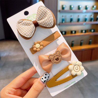 New Korea Coffee Cartoon Σετ φουρκέτες με φιόγκο Παιδικά κορίτσια Κλιπ μαλλιών Barrettes Αξεσουάρ Στολίδια για γυναίκες Κλιπ κεφαλής