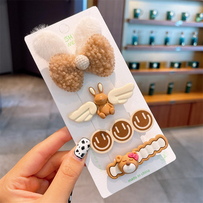 New Korea Coffee Cartoon Σετ φουρκέτες με φιόγκο Παιδικά κορίτσια Κλιπ μαλλιών Barrettes Αξεσουάρ Στολίδια για γυναίκες Κλιπ κεφαλής