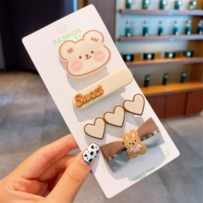 New Korea Coffee Cartoon Σετ φουρκέτες με φιόγκο Παιδικά κορίτσια Κλιπ μαλλιών Barrettes Αξεσουάρ Στολίδια για γυναίκες Κλιπ κεφαλής