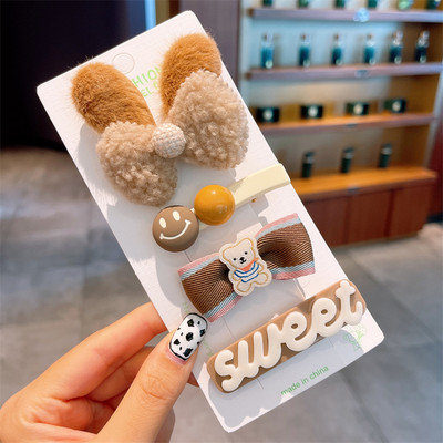 New Korea Coffee Cartoon Σετ φουρκέτες με φιόγκο Παιδικά κορίτσια Κλιπ μαλλιών Barrettes Αξεσουάρ Στολίδια για γυναίκες Κλιπ κεφαλής