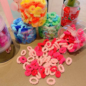 Cutie de 100 de bucăți, cu culori de bomboane, legături elastice de păr pentru fete nou-născute, benzi mici de păr din bumbac moale, suport pentru coadă de cal, accesorii de păr