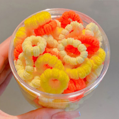 Cutie de 100 de bucăți, cu culori de bomboane, legături elastice de păr pentru fete nou-născute, benzi mici de păr din bumbac moale, suport pentru coadă de cal, accesorii de păr