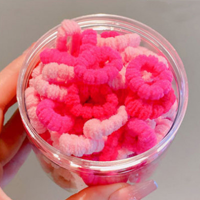 Cutie de 100 de bucăți, cu culori de bomboane, legături elastice de păr pentru fete nou-născute, benzi mici de păr din bumbac moale, suport pentru coadă de cal, accesorii de păr