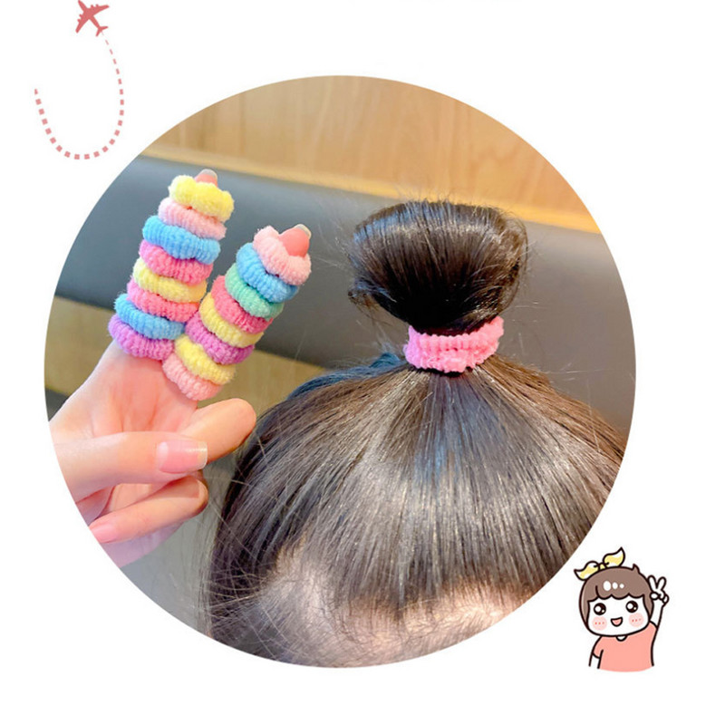 Cutie de 100 de bucăți, cu culori de bomboane, legături elastice de păr pentru fete nou-născute, benzi mici de păr din bumbac moale, suport pentru coadă de cal, accesorii de păr