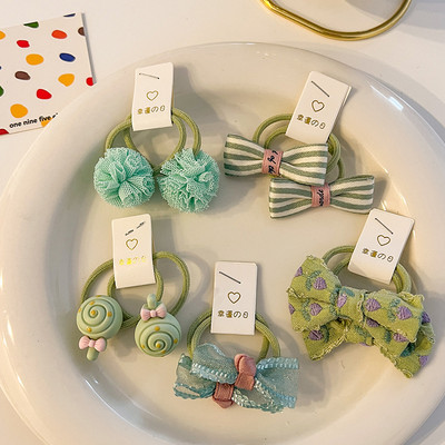 Kawaii Flower Princess Еластични ленти за коса Набор от панделка Бебе, дете Момичета Скрънчи Вратовръзка Пръстен за коса Въже Аксесоари Орнаменти за шапка