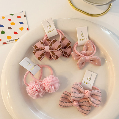 Kawaii Flower Princess Еластични ленти за коса Набор от панделка Бебе, дете Момичета Скрънчи Вратовръзка Пръстен за коса Въже Аксесоари Орнаменти за шапка