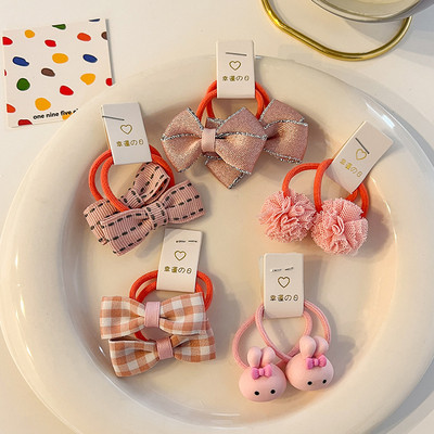 Kawaii Flower Princess Еластични ленти за коса Набор от панделка Бебе, дете Момичета Скрънчи Вратовръзка Пръстен за коса Въже Аксесоари Орнаменти за шапка