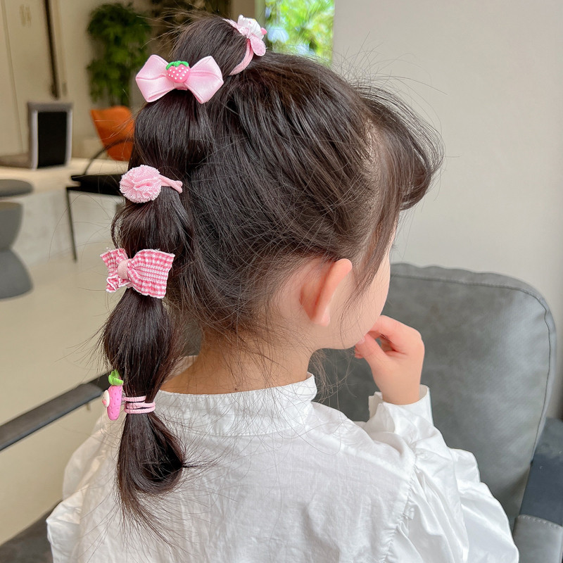 Kawaii Flower Princess Еластични ленти за коса Набор от панделка Бебе, дете Момичета Скрънчи Вратовръзка Пръстен за коса Въже Аксесоари Орнаменти за шапка