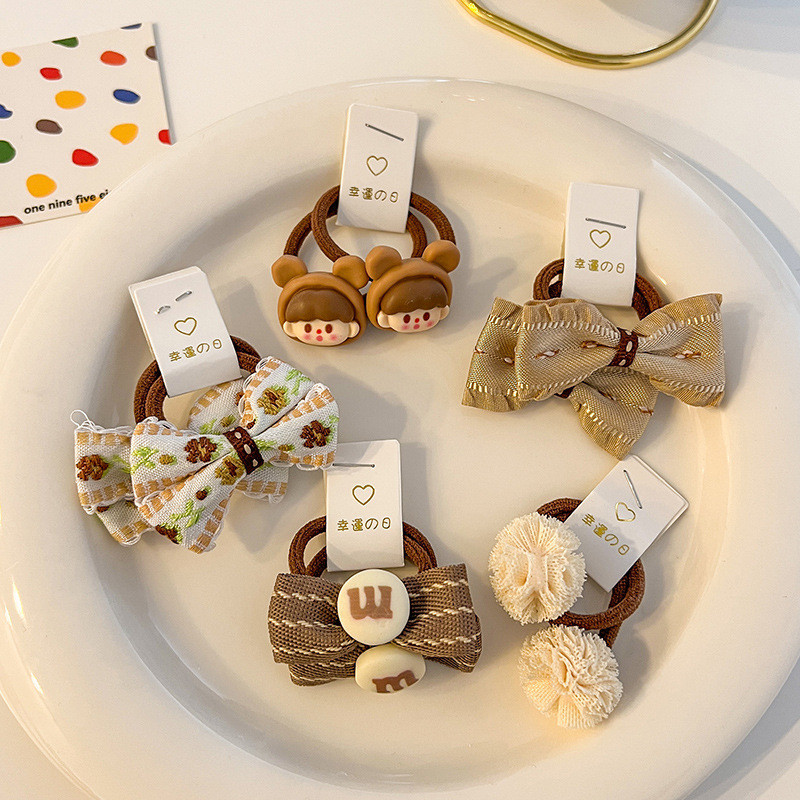 Kawaii Flower Princess Еластични ленти за коса Набор от панделка Бебе, дете Момичета Скрънчи Вратовръзка Пръстен за коса Въже Аксесоари Орнаменти за шапка