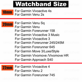 Ρολόι Strap For Garmin Forerunner 158 Vivoactive 3 4 4S Strap Metal Band For Garmin Forerunner 245/645 Vivomove HR Venu Bracelet