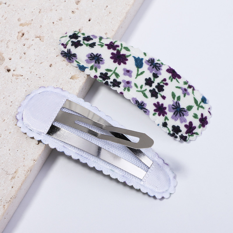 10db/szett Édes nyári virágmintás Bobby Hajtű Basic Snap Baby Hajcseppek Pamut csipke Sima csíkos Haj kiegészítők