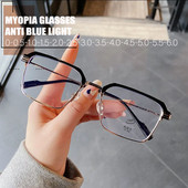 Business Anti Blue Light Sqaure Müopiaprillid Meestele Naiste Optilised prilliraamid Valmis Prescirption Prillid 0–6,0 prillid