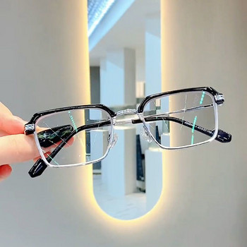 Бизнес очила против синя светлина Sqaure за късогледство за мъже, жени, оптична рамка за очила, готови очила с предварителна уредба 0~-6,0 очила