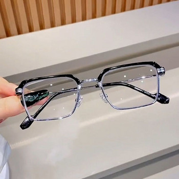 Бизнес очила против синя светлина Sqaure за късогледство за мъже, жени, оптична рамка за очила, готови очила с предварителна уредба 0~-6,0 очила