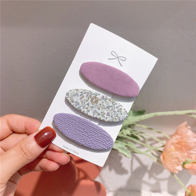 3 vnt. Nauji korėjietiški miela mergaičių princesė madingi audiniai ovalūs plaukų segtukai vaikiški paprasti maži, švieži gėlėti plaukų aksesuarai su BB segtukais