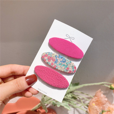 3 vnt. Nauji korėjietiški miela mergaičių princesė madingi audiniai ovalūs plaukų segtukai vaikiški paprasti maži, švieži gėlėti plaukų aksesuarai su BB segtukais