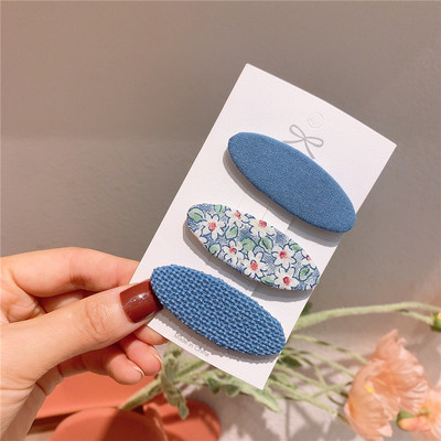 3 vnt. Nauji korėjietiški miela mergaičių princesė madingi audiniai ovalūs plaukų segtukai vaikiški paprasti maži, švieži gėlėti plaukų aksesuarai su BB segtukais