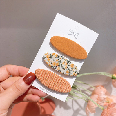 3 vnt. Nauji korėjietiški miela mergaičių princesė madingi audiniai ovalūs plaukų segtukai vaikiški paprasti maži, švieži gėlėti plaukų aksesuarai su BB segtukais