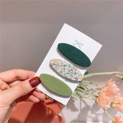 3 vnt. Nauji korėjietiški miela mergaičių princesė madingi audiniai ovalūs plaukų segtukai vaikiški paprasti maži, švieži gėlėti plaukų aksesuarai su BB segtukais