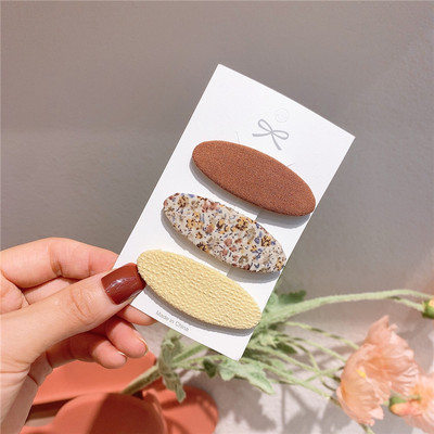 3 vnt. Nauji korėjietiški miela mergaičių princesė madingi audiniai ovalūs plaukų segtukai vaikiški paprasti maži, švieži gėlėti plaukų aksesuarai su BB segtukais