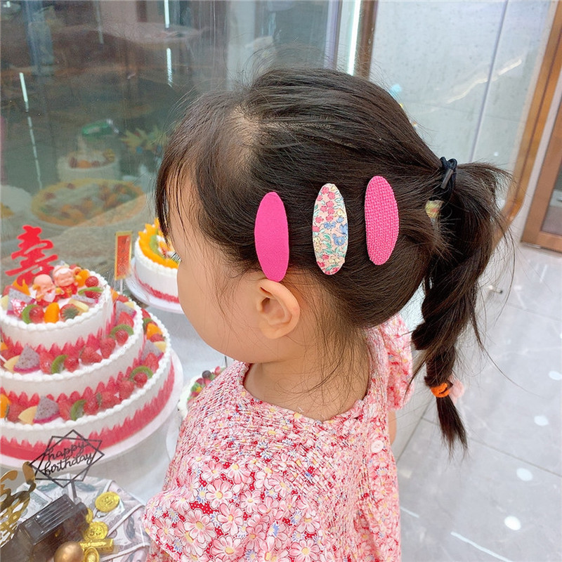 3 vnt. Nauji korėjietiški miela mergaičių princesė madingi audiniai ovalūs plaukų segtukai vaikiški paprasti maži, švieži gėlėti plaukų aksesuarai su BB segtukais