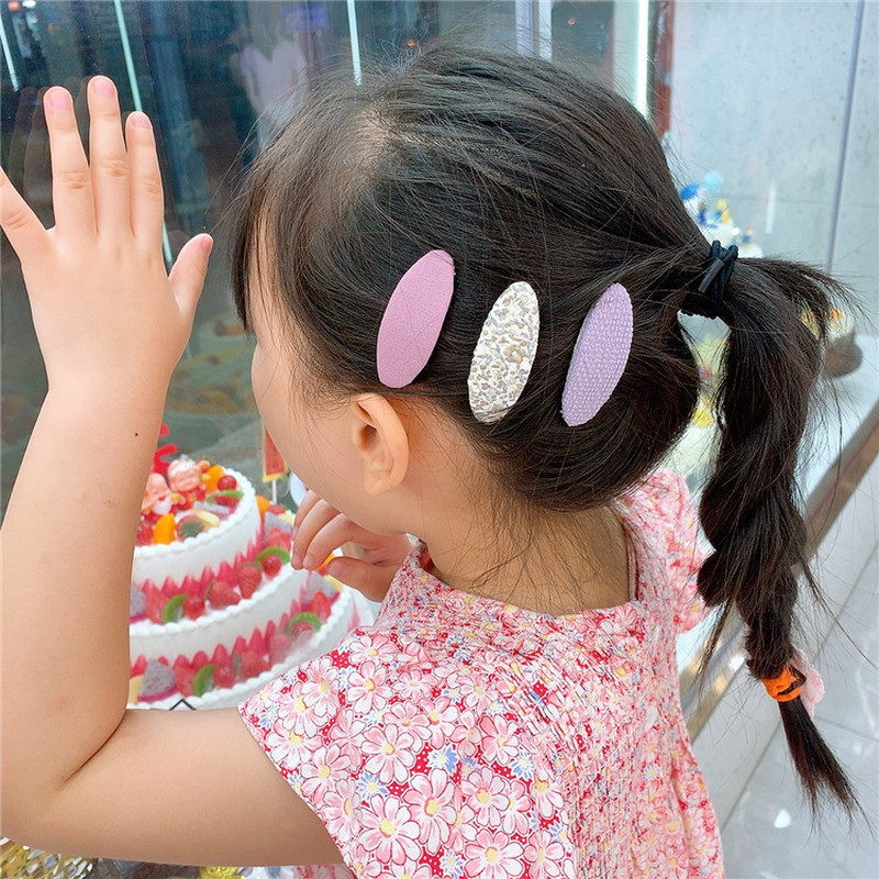 3 vnt. Nauji korėjietiški miela mergaičių princesė madingi audiniai ovalūs plaukų segtukai vaikiški paprasti maži, švieži gėlėti plaukų aksesuarai su BB segtukais