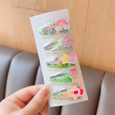 5/10 vnt./rinkinys Vaikams mielas animacinis filmukas su gėlėmis Plaukų segtukai Mergaitėms Skaidrūs vandens lašeliai Smėlio smeigtukai Plaukų segtukai Vaikiški Plaukų Priedai