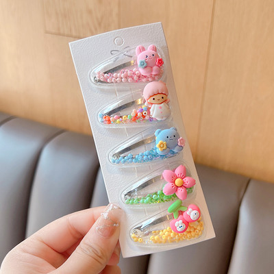 5/10 vnt./rinkinys Vaikams mielas animacinis filmukas su gėlėmis Plaukų segtukai Mergaitėms Skaidrūs vandens lašeliai Smėlio smeigtukai Plaukų segtukai Vaikiški Plaukų Priedai