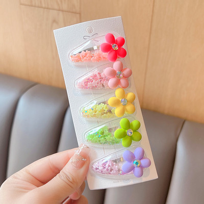 5/10 vnt./rinkinys Vaikams mielas animacinis filmukas su gėlėmis Plaukų segtukai Mergaitėms Skaidrūs vandens lašeliai Smėlio smeigtukai Plaukų segtukai Vaikiški Plaukų Priedai