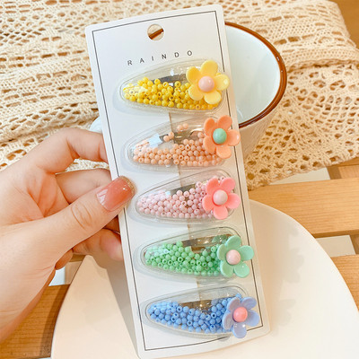 5/10 vnt./rinkinys Vaikams mielas animacinis filmukas su gėlėmis Plaukų segtukai Mergaitėms Skaidrūs vandens lašeliai Smėlio smeigtukai Plaukų segtukai Vaikiški Plaukų Priedai