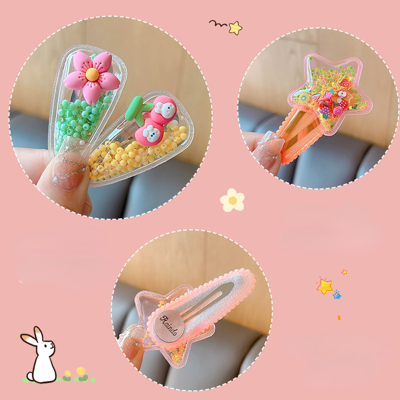 5/10 vnt./rinkinys Vaikams mielas animacinis filmukas su gėlėmis Plaukų segtukai Mergaitėms Skaidrūs vandens lašeliai Smėlio smeigtukai Plaukų segtukai Vaikiški Plaukų Priedai